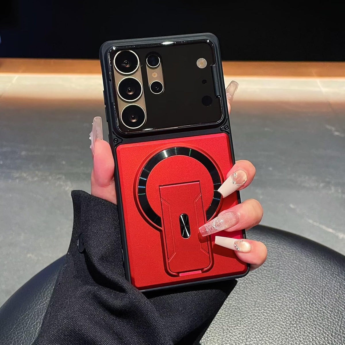 Case for Galaxy S25 Ultra,Military Grade [Built-in Kickstand] Magnetic Heavy Duty Shockproof Drop Protection with Wireless Charge Phone Case for Samsung Galaxy S25 Ultra,6.9" 2025 (Red)